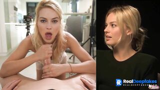 Hollywood star sucking cock her producer - Margot Robbie face swap