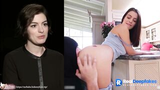 Guy in mask fucked Anne Hathaway in the presence of her husband, fakeapp