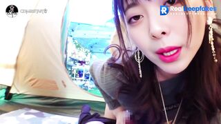 Nice blowjob in the tent, Yuna from ITZY, deepfake - 유나 있지