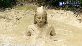 Brie Larson smears herself with mud - Fake