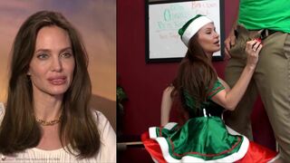 Hot brunette Angelina Jolie was a good girl and got best fuck. Fake